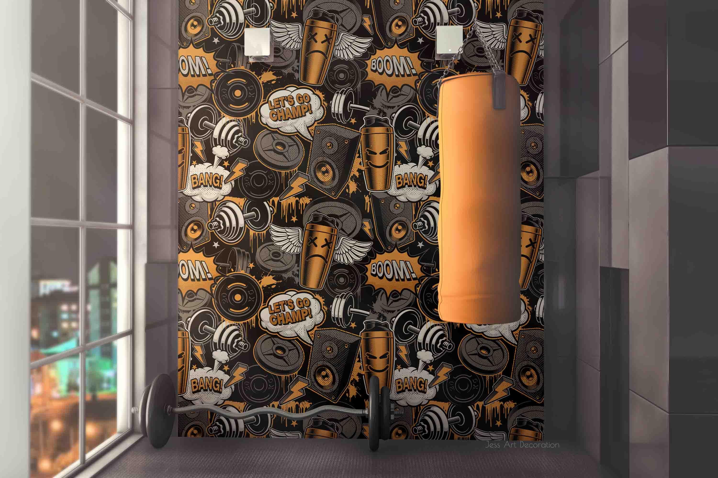 3D Dumbbell Speaker Cup Wall Mural Wallpaper GD 3001- Jess Art Decoration
