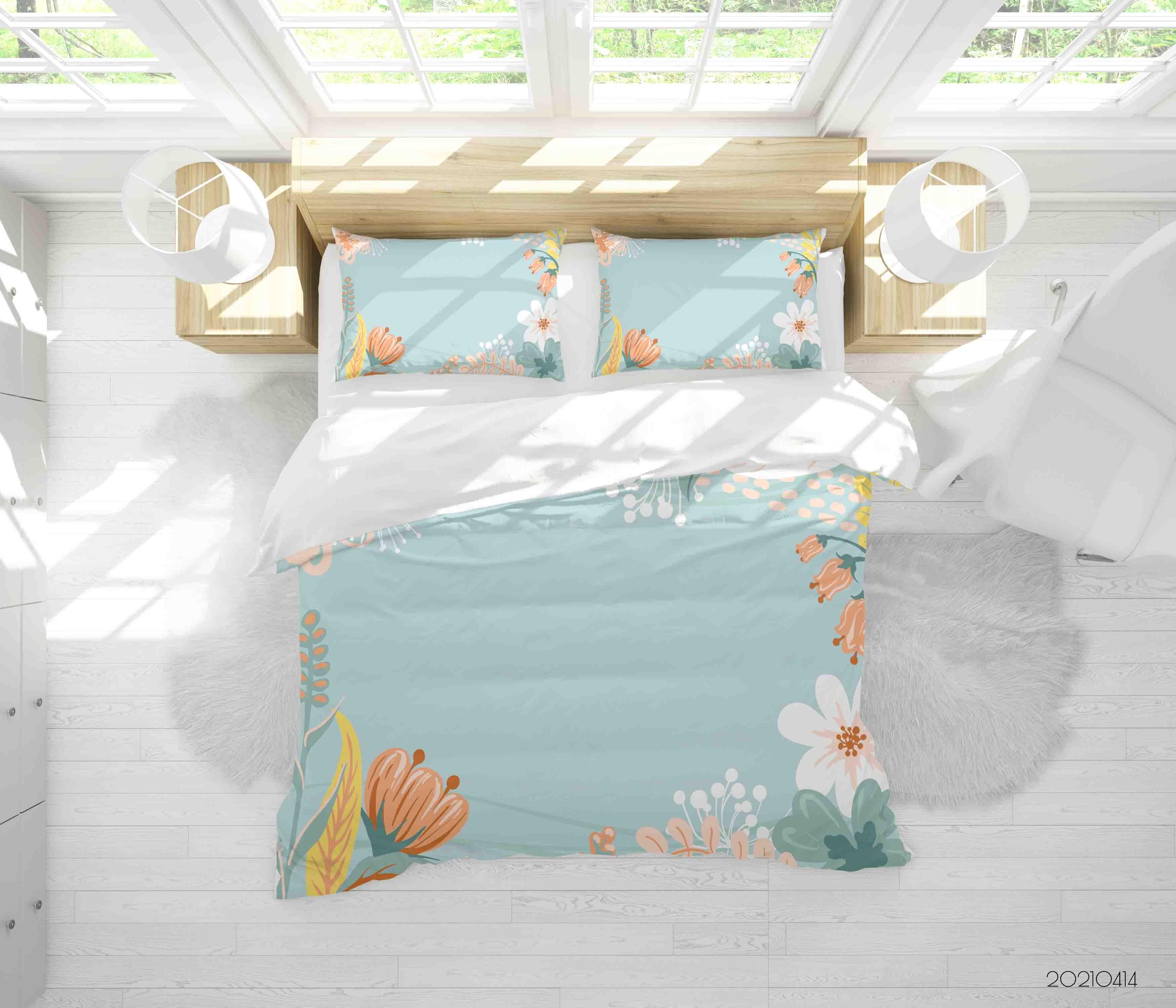 3D Watercolor Floral Leaves Quilt Cover Set Bedding Set Duvet Cover Pillowcases 94 LQH- Jess Art Decoration