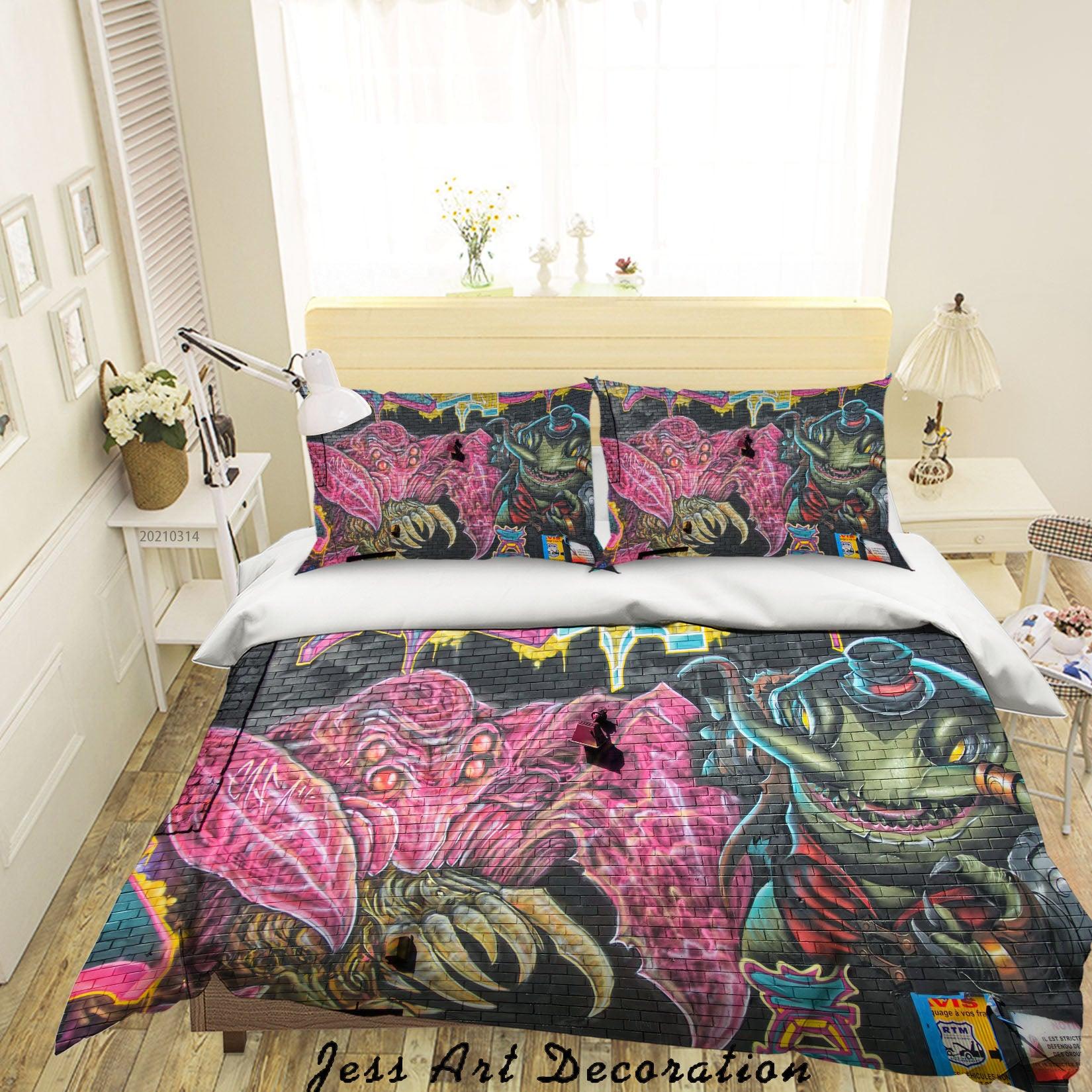 3D Abstract Colored Graffiti Monster Quilt Cover Set Bedding Set Duvet Cover Pillowcases 180- Jess Art Decoration
