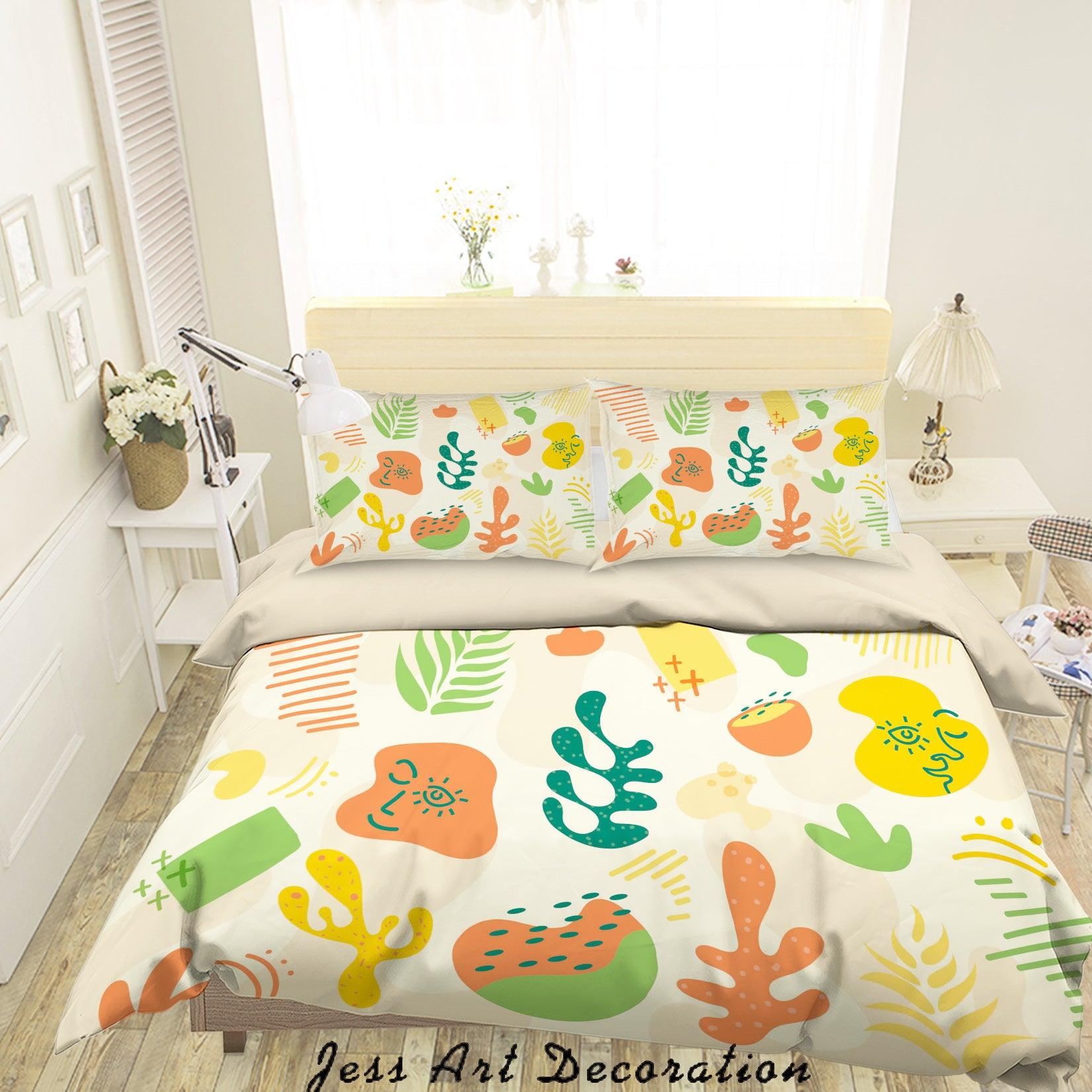 3D Abstract Cartoon Leaf Quilt Cover Set Bedding Set Duvet Cover Pillowcases A014 LQH- Jess Art Decoration