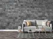 3D Grey Brick Texture industrial grey brick wall wall mural wallpaper for dining room - view 2