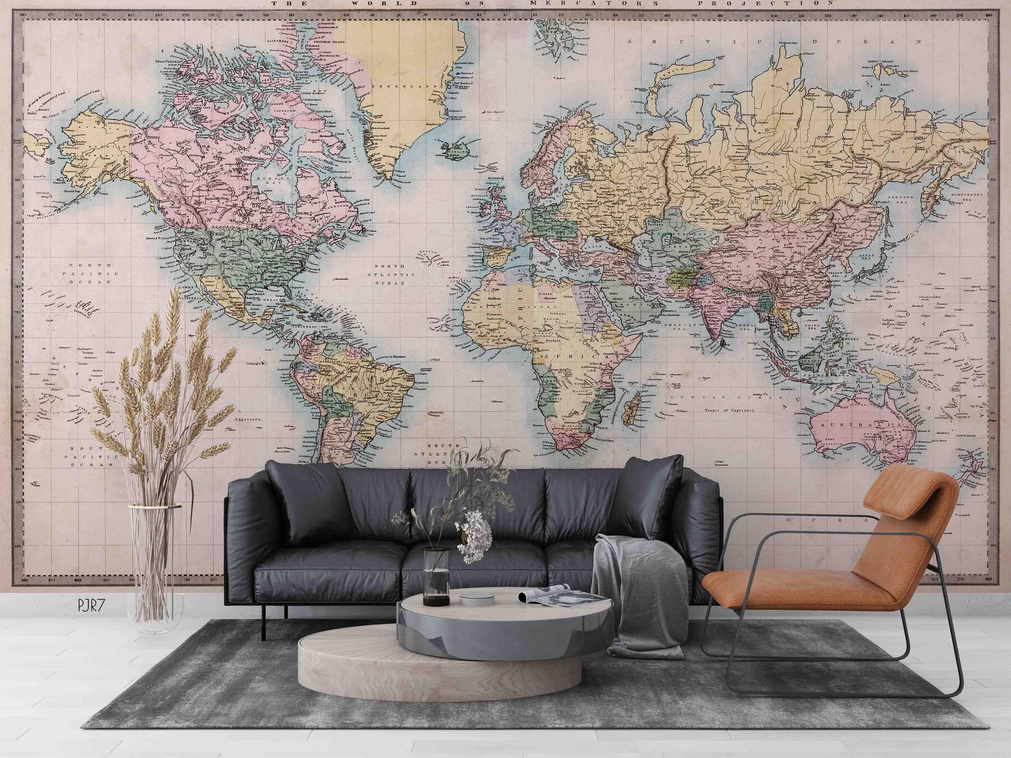 3D Colourful World Map Wall Mural Wallpaper WJ 6677- Jess Art Decoration