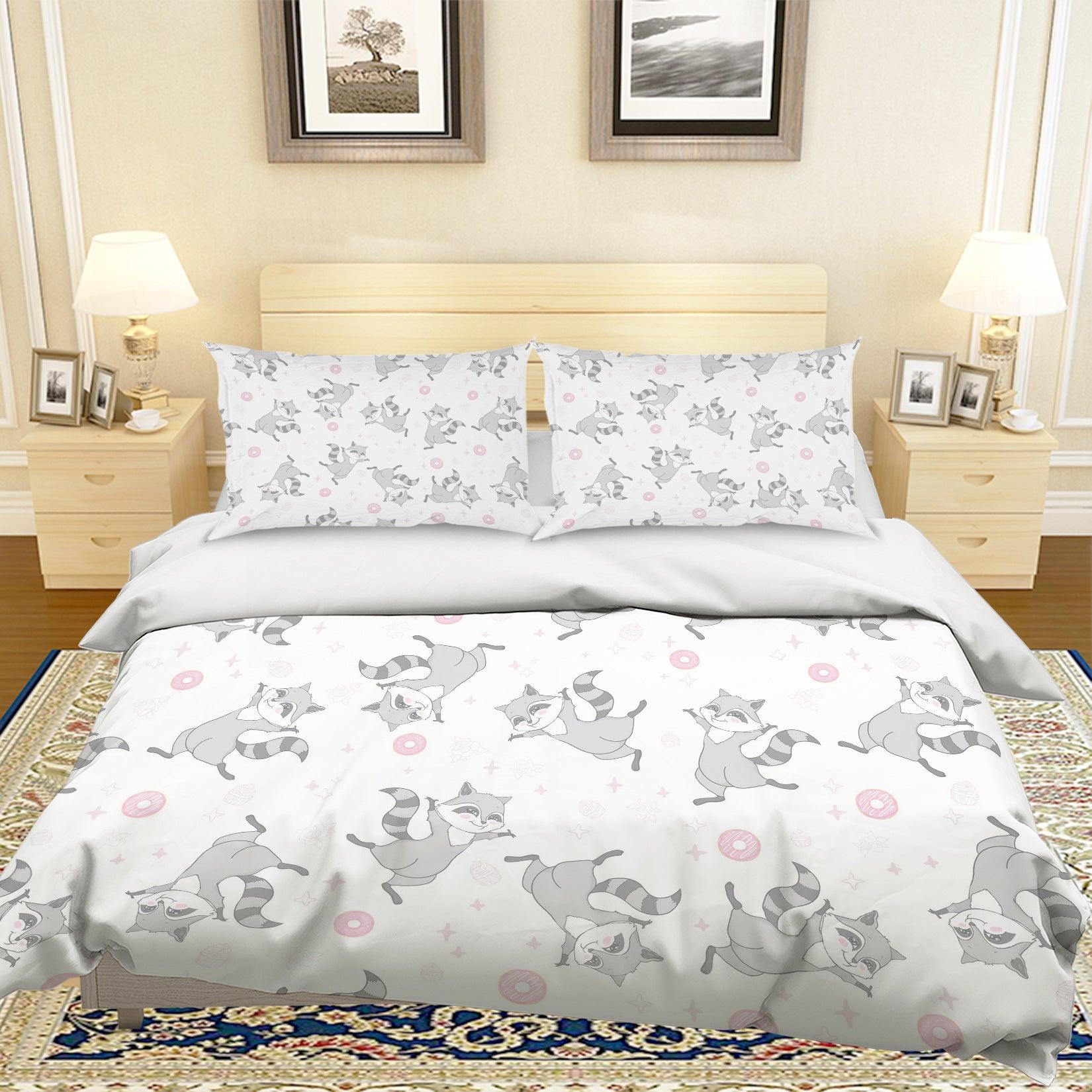 3D Cartoon Fox Grey Quilt Cover Set Bedding Set Pillowcases 120- Jess Art Decoration