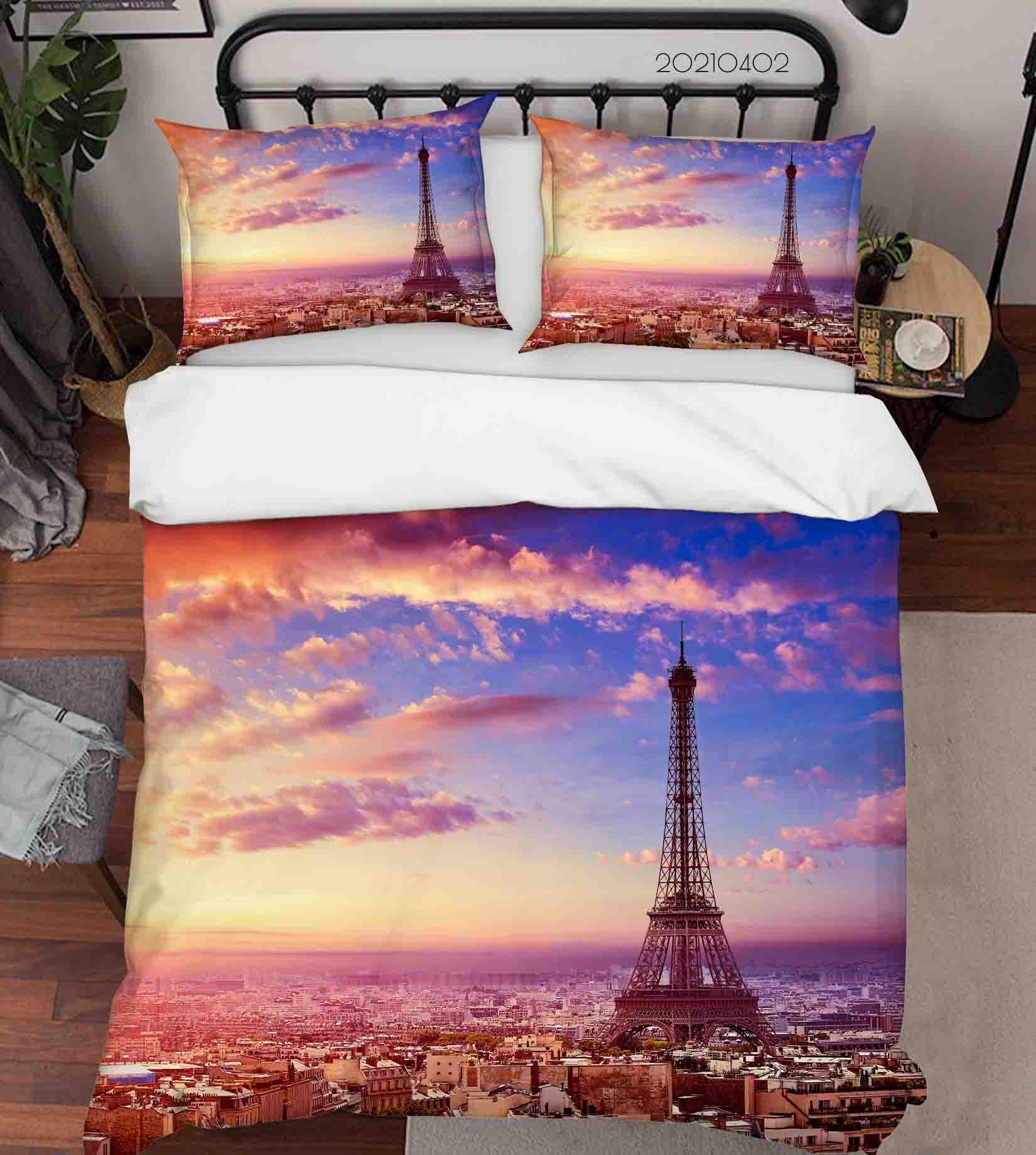 3D Paris Eiffel Tower Quilt Cover Set Bedding Set Duvet Cover Pillowcases 55 LQH- Jess Art Decoration