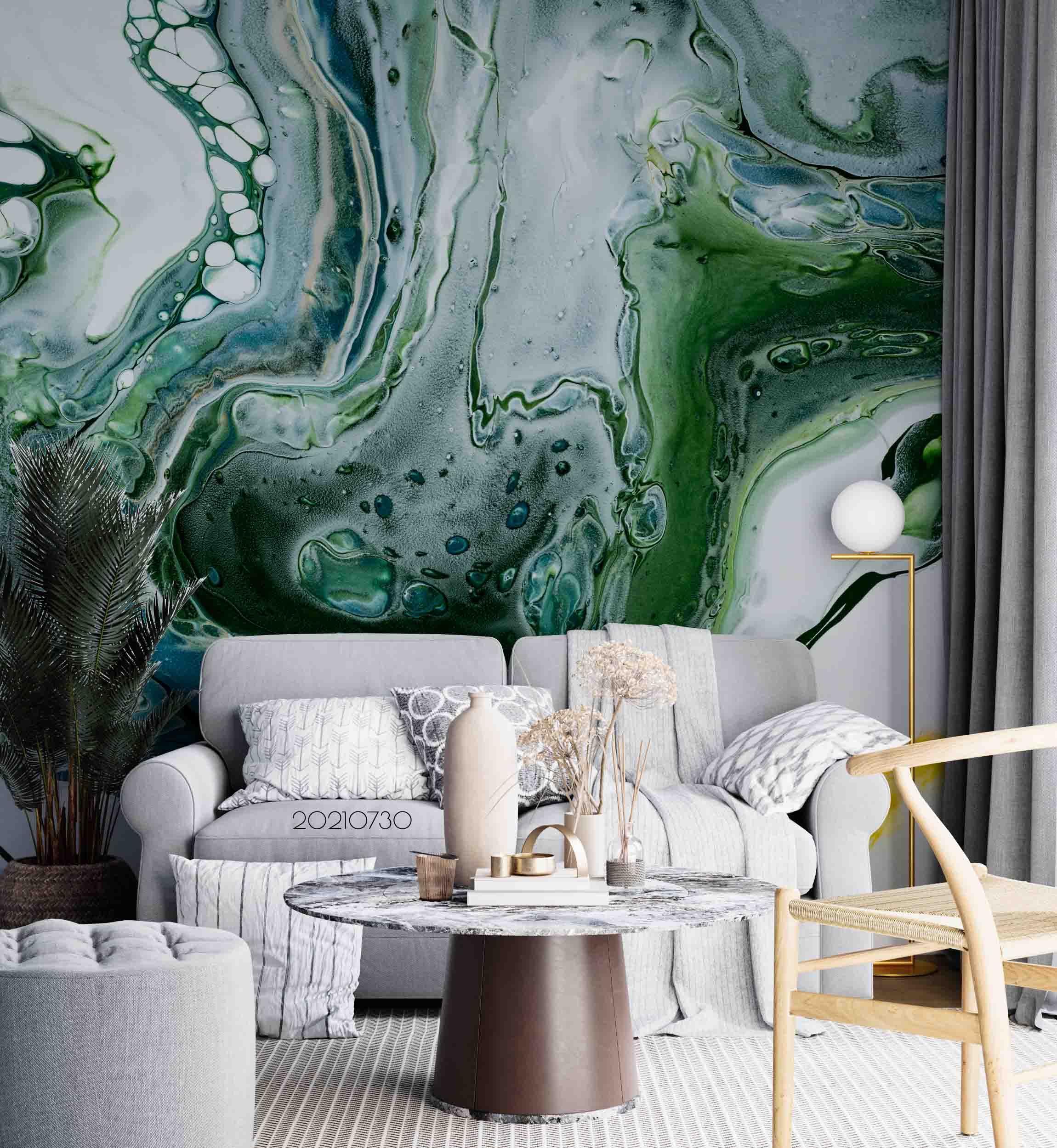 3D Green Marble Flowing Texture Wall Mural Wallpaper SWW4441- Jess Art Decoration