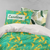 3D Green Palm Leaves Yellow Quilt Cover Set Bedding Set Pillowcases 09- Jess Art Decoration