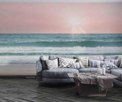 3D Pink Sky Beach Sunshine Wall Mural Wallpaper LQH 65- Jess Art Decoration