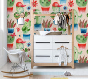 3D Cartoon Cactus Wall Mural Wallpaper 103- Jess Art Decoration