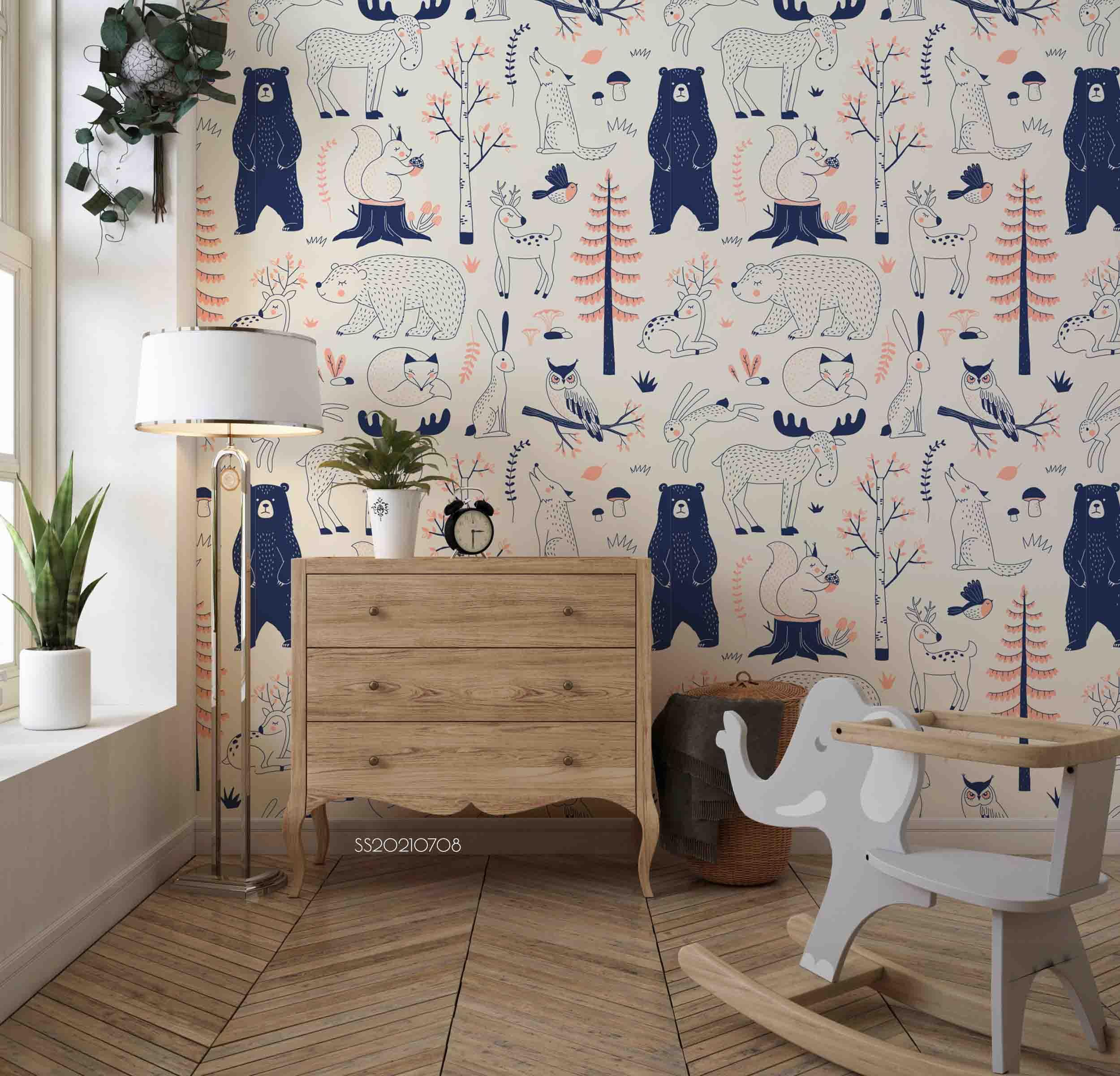 3D Hand Drawn Forest Animal Bear Wall Mural Wallpaper LQH 94- Jess Art Decoration
