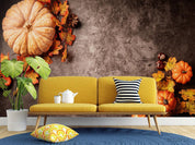 3D Autumn Leaf Pumpkin Wall Mural Wallpaper LQH 504- Jess Art Decoration