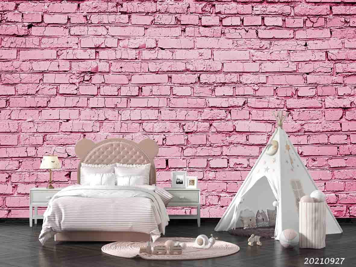 3D Pink Brick Wall Texture Wall Mural Wallpaper LQH 222- Jess Art Decoration