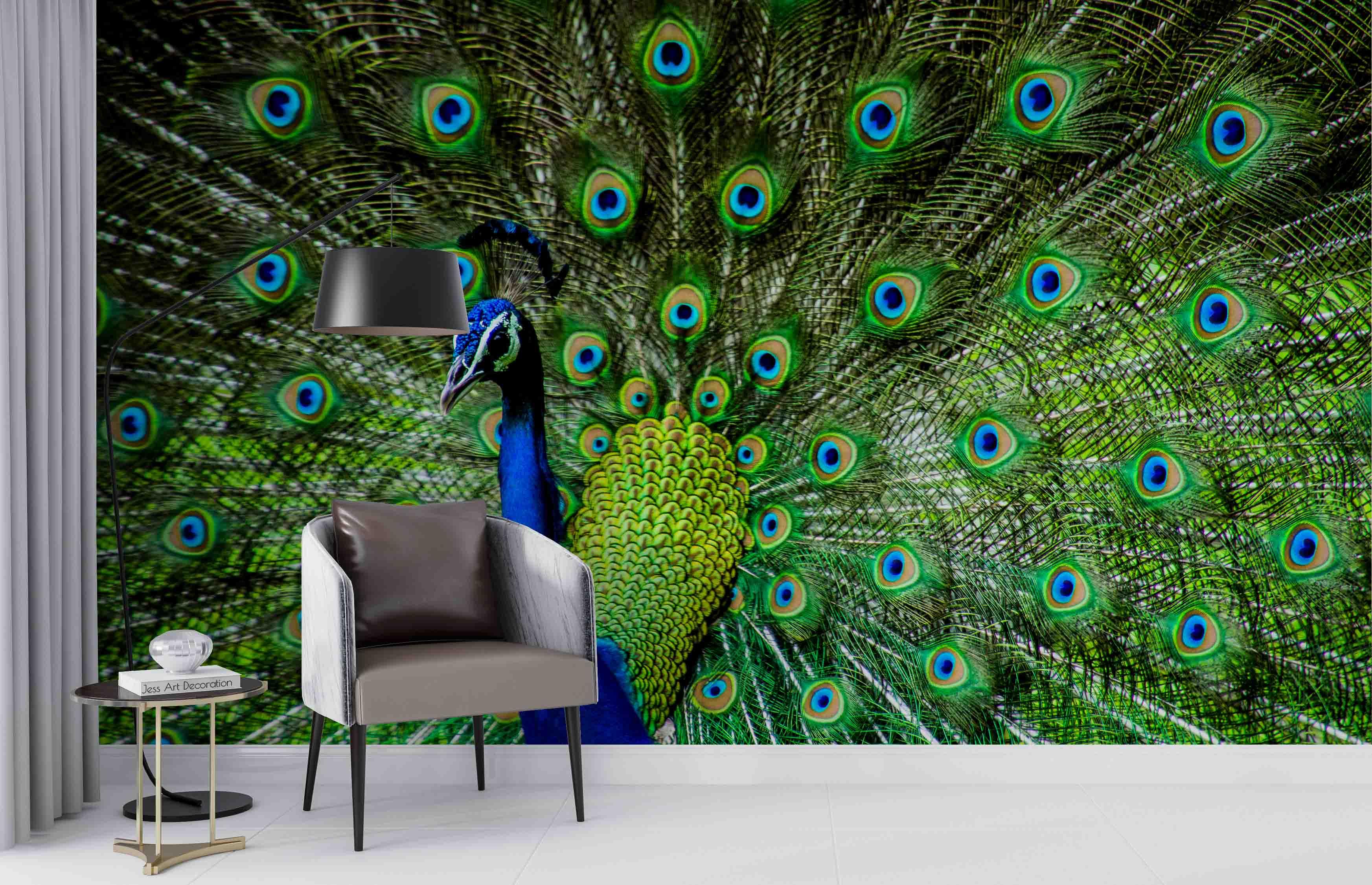 3D Peacock Open Screen Feather Wall Mural Wallpaper GD 2675- Jess Art Decoration