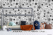 3D Hand Drawn Grey Star Wall Mural Wallpaper LQH 2- Jess Art Decoration