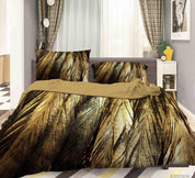 3D Hand Drawn Golden Feather Quilt Cover Set Bedding Set Duvet Cover Pillowcases 281- Jess Art Decoration