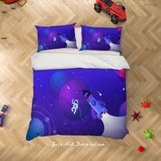 3D Planet  Astronaut Spaceship Quilt Cover Set Bedding Set Duvet Cover Pillowcases WJ 9395- Jess Art Decoration