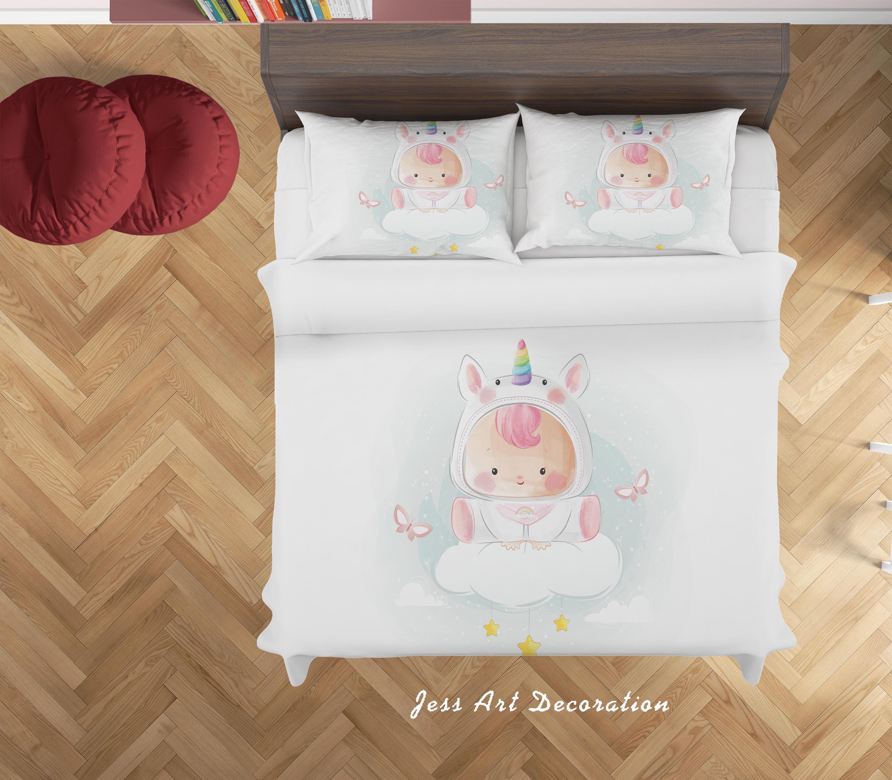 3D White Unicorn Quilt Cover Set Bedding Set Duvet Cover Pillowcases SF141- Jess Art Decoration