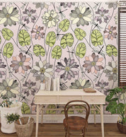 3D Hand Sketching Floral Leaves Plant Wall Mural Wallpaper LXL 1483- Jess Art Decoration