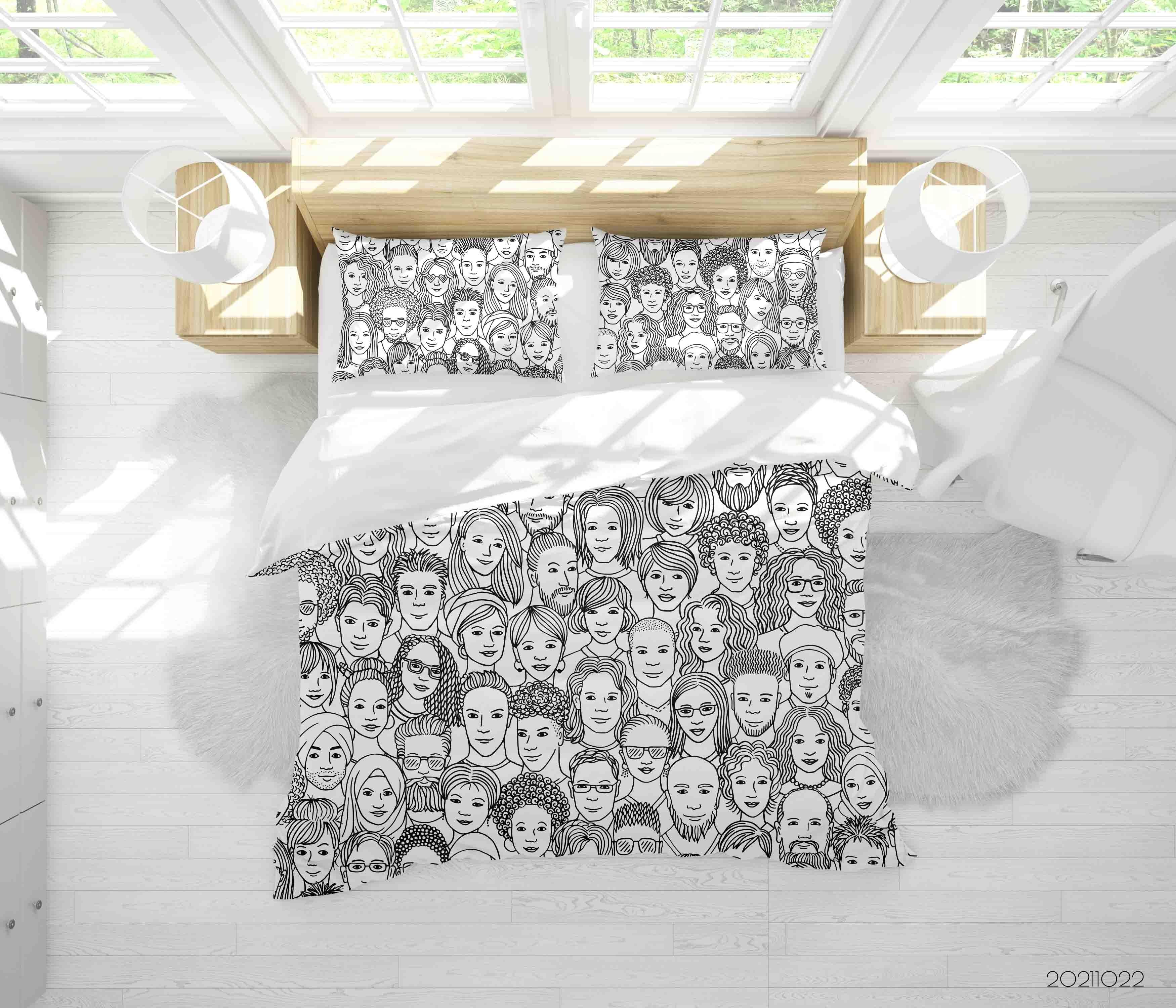 3D Abstract Human Face Art Graffiti Quilt Cover Set Bedding Set Duvet Cover Pillowcases 25- Jess Art Decoration