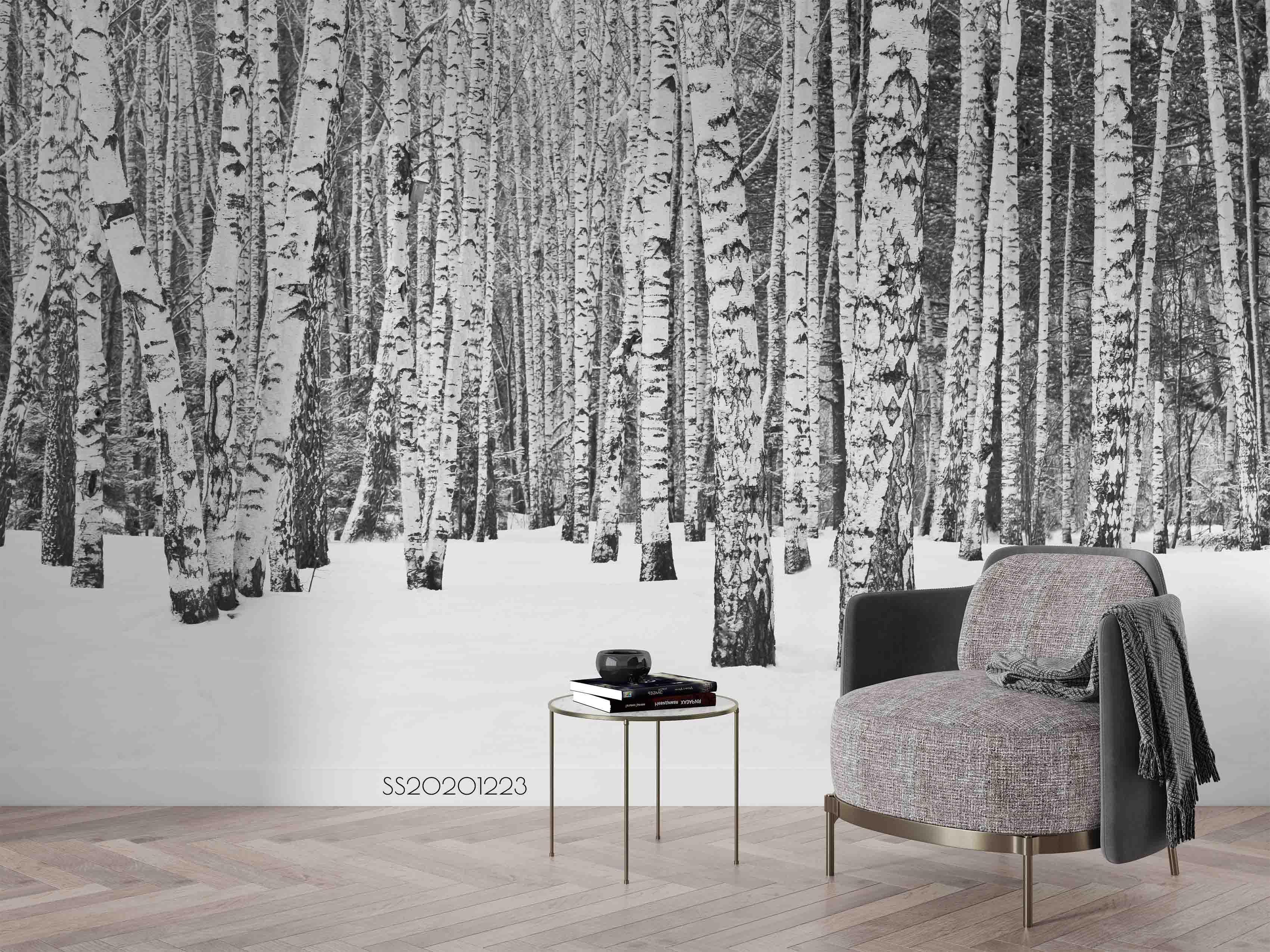 3D Hand Drawn Birch Forest Wall Mural Wallpaper LQH 18- Jess Art Decoration