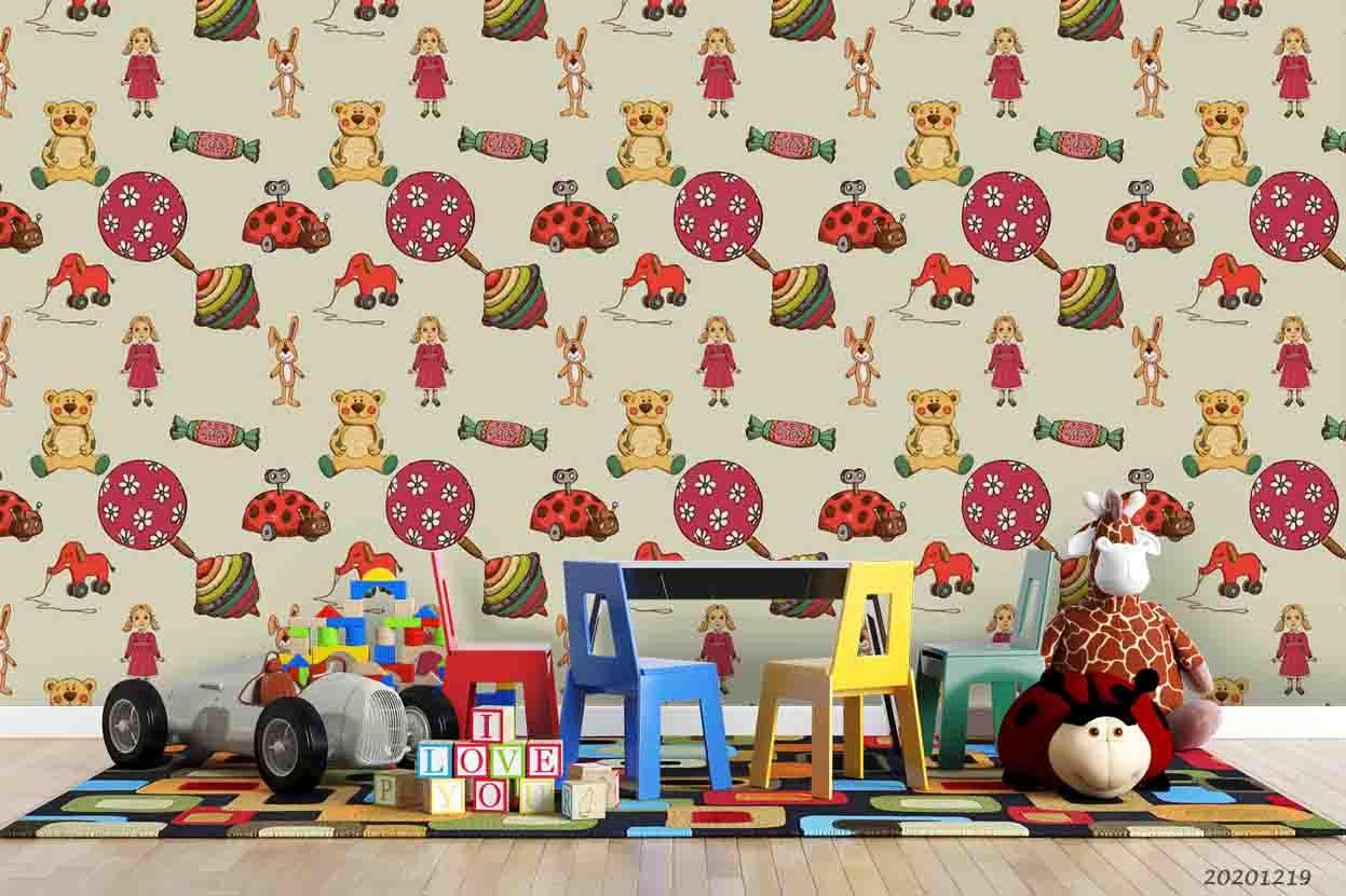 3D Cartoon Children Toy Animal Wall Mural Wallpaper LQH 11- Jess Art Decoration