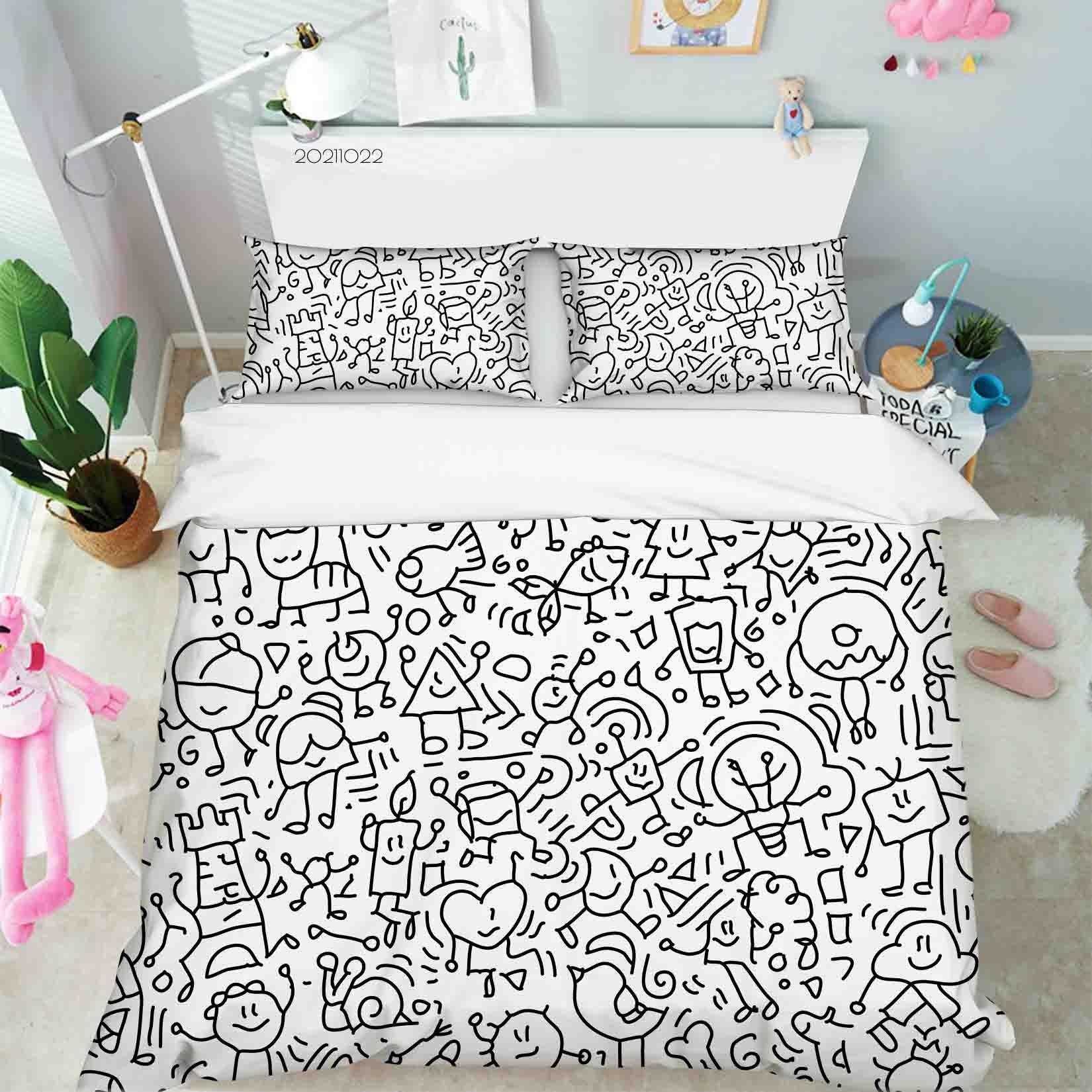 3D Abstract Illustration Art Graffiti Quilt Cover Set Bedding Set Duvet Cover Pillowcases 45- Jess Art Decoration
