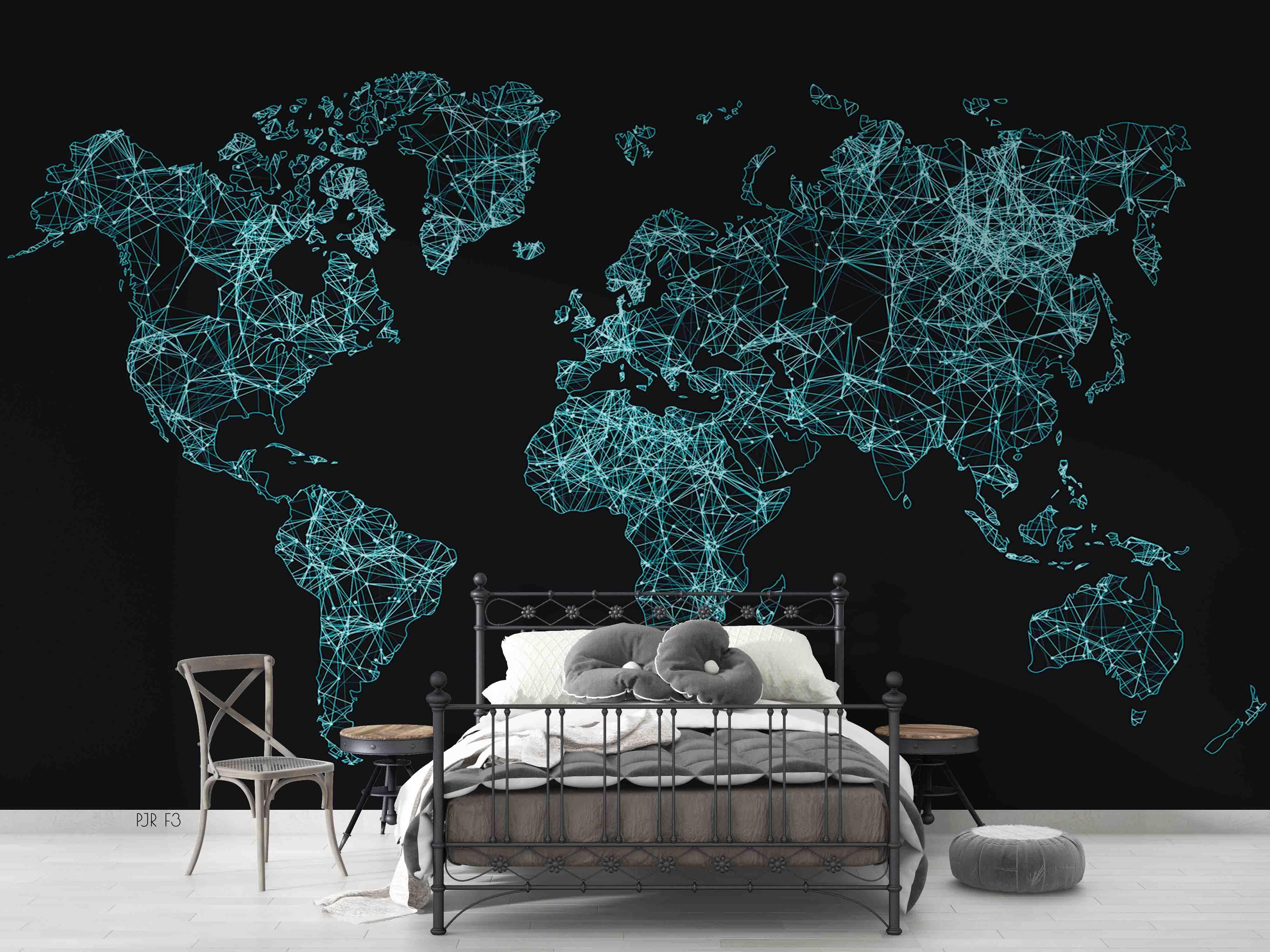 3D Abstract Blue World Map Wall Mural Wallpaper LXL 443- Jess Art Decoration