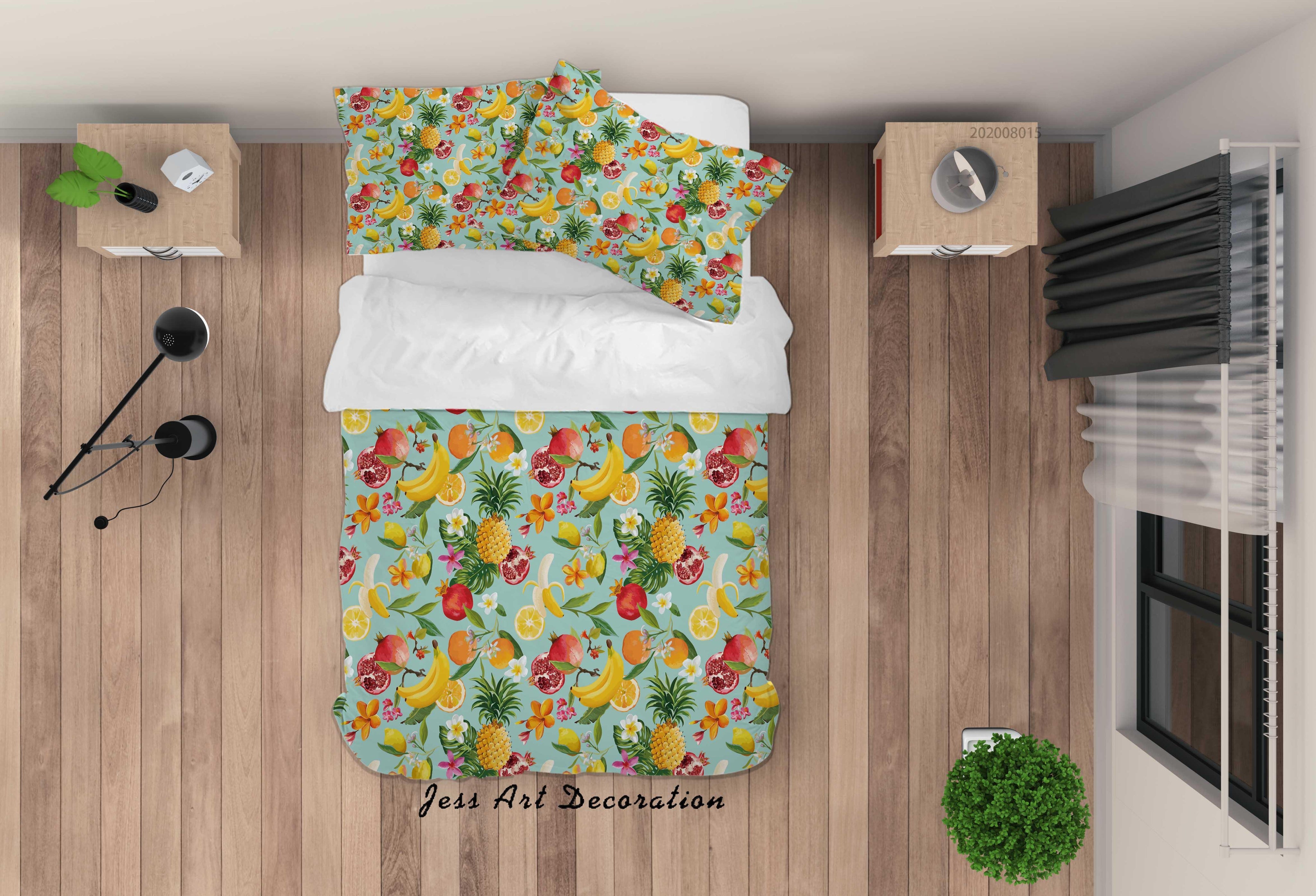 3D PIneapple Lemon Fruity Colorful Quilt Cover Set Bedding Set Duvet Cover Pillowcases LXL- Jess Art Decoration