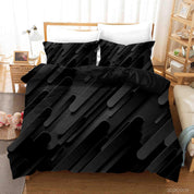3D Abstract Black Geometry Quilt Cover Set Bedding Set Duvet Cover Pillowcases 24- Jess Art Decoration