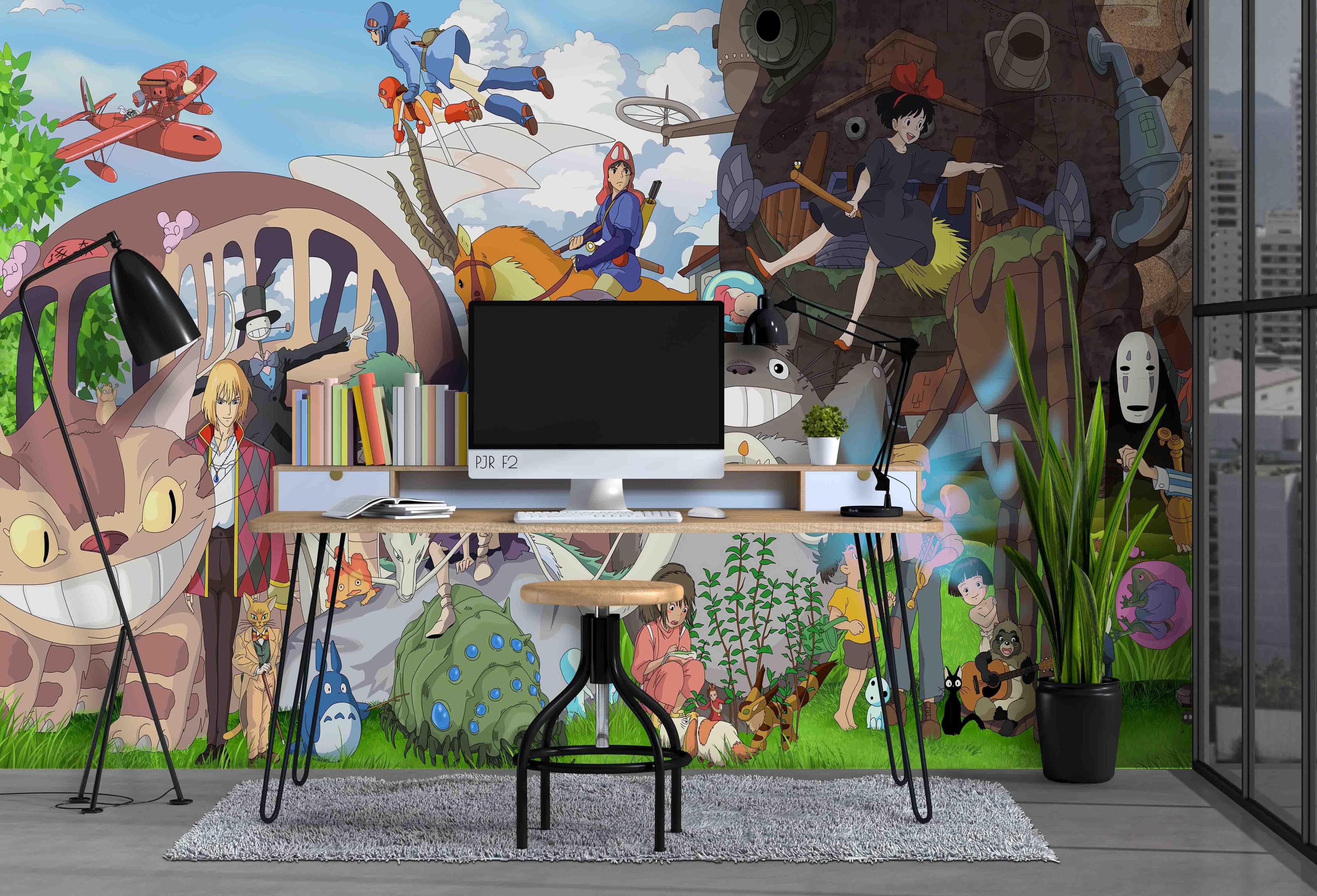 3D Colourful Cartoon Miyazaki Hayao Wall Mural Wallpaper WJ 2119- Jess Art Decoration