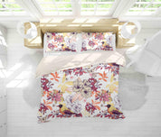 3D White Red Floral Quilt Cover Set Bedding Set Pillowcases 46- Jess Art Decoration