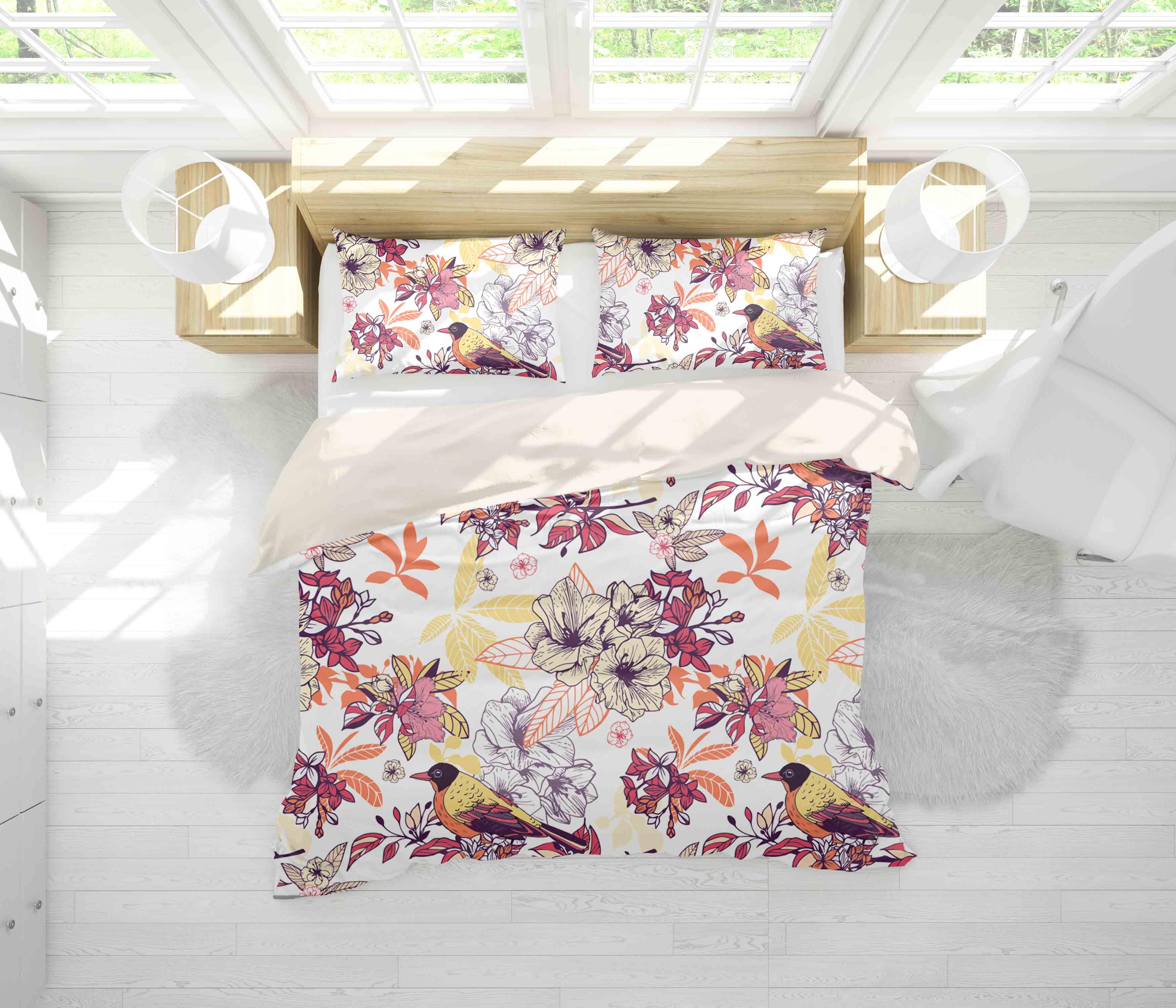 3D White Red Floral Quilt Cover Set Bedding Set Pillowcases 46- Jess Art Decoration