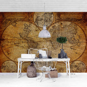 3D Retro World Map Wall Mural Wallpaper LQH 8- Jess Art Decoration