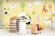 3D cartoon hippo giraffe wall mural wallpaper 8- Jess Art Decoration