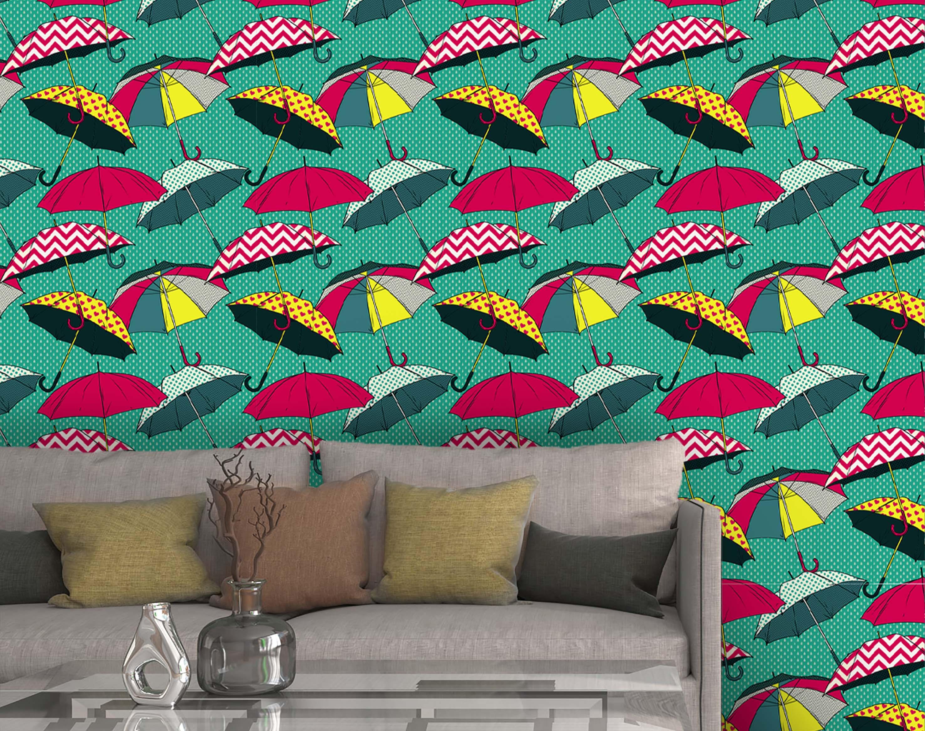 3D Umbrella Green Wall Mural Wallpaper 76- Jess Art Decoration