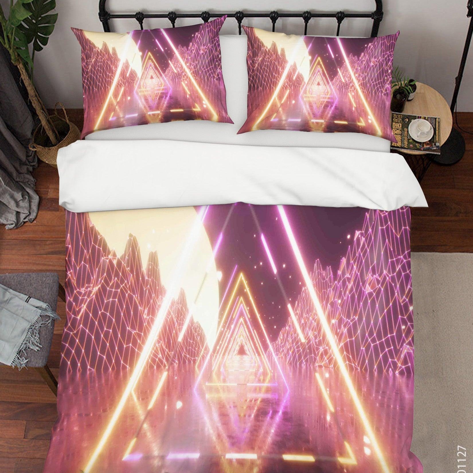 3D Abstract Digital Purple Light Quilt Cover Set Bedding Set Duvet Cover Pillowcases LXL- Jess Art Decoration