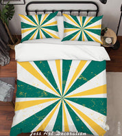 3D Abstract Radial Green Yellow Quilt Cover Set Bedding Set Duvet Cover Pillowcases LXL- Jess Art Decoration