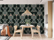 3D European Retro Floral Black Background Wall Mural Wallpaper GD 3951- Jess Art Decoration