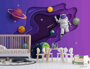 3D Paper-cut Space Astronaut Planet  Wall Mural Wallpaper SWW2482- Jess Art Decoration