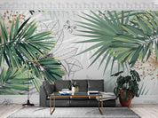 3D Tropical Green Leaf Wall Mural Wallpaper LQH 404- Jess Art Decoration
