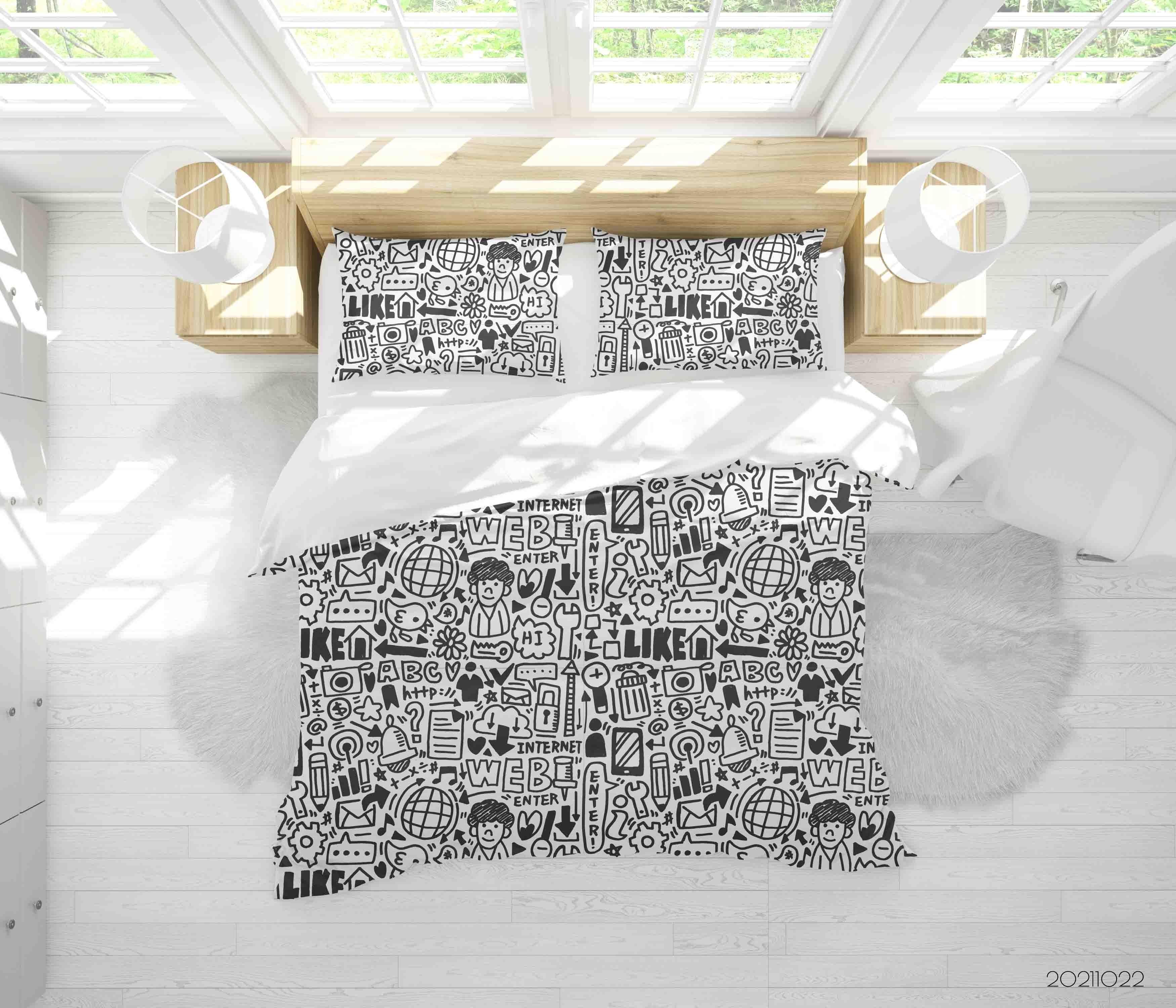 3D Cartoon Kid Doodle Quilt Cover Set Bedding Set Duvet Cover Pillowcases 78- Jess Art Decoration