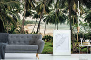 3D Tropical Beach Coconut Tree Wall Mural Wallpaper LQH 36- Jess Art Decoration