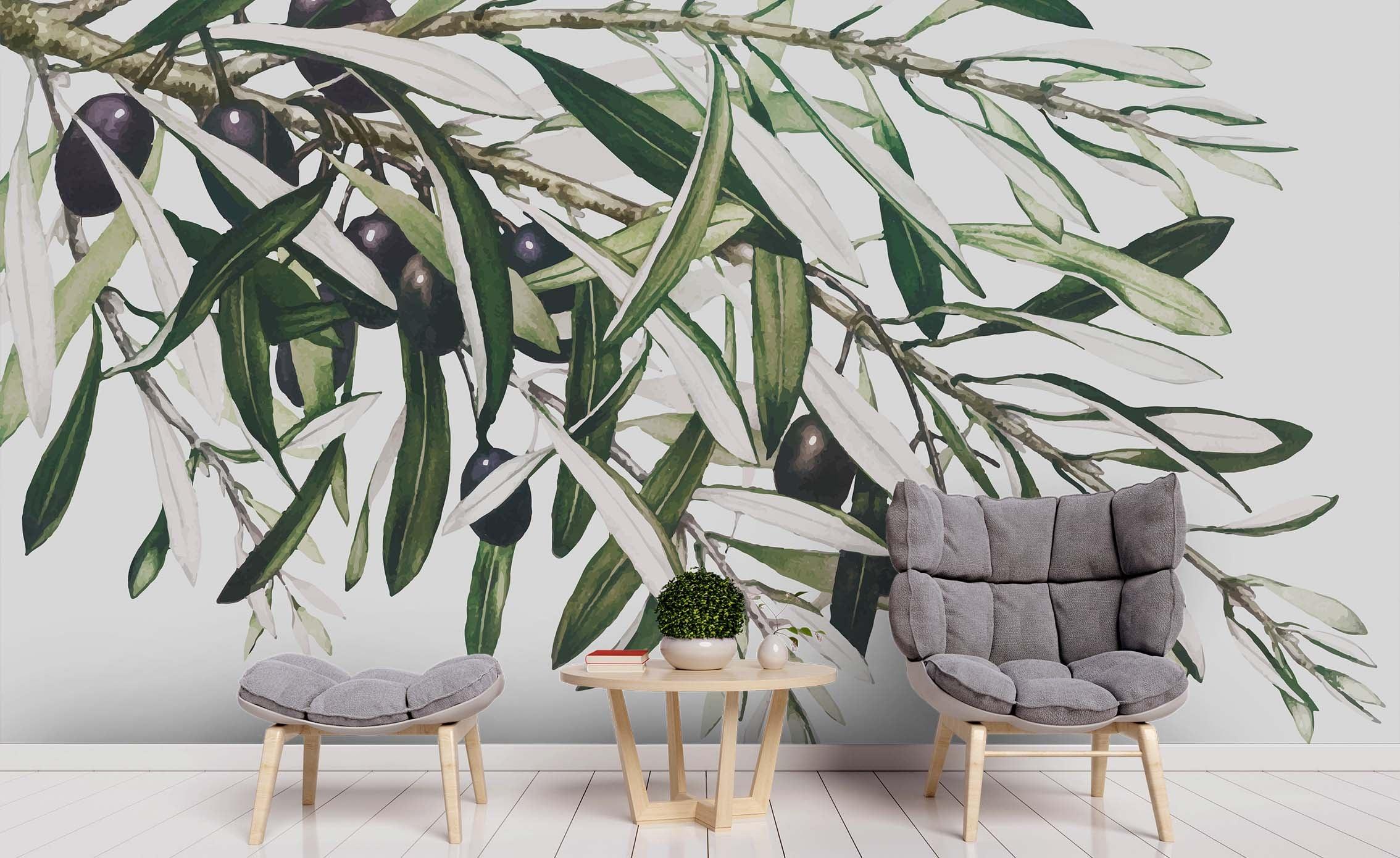 3D Hand Painted Green Leaves Wall Mural Wallpaper 9- Jess Art Decoration