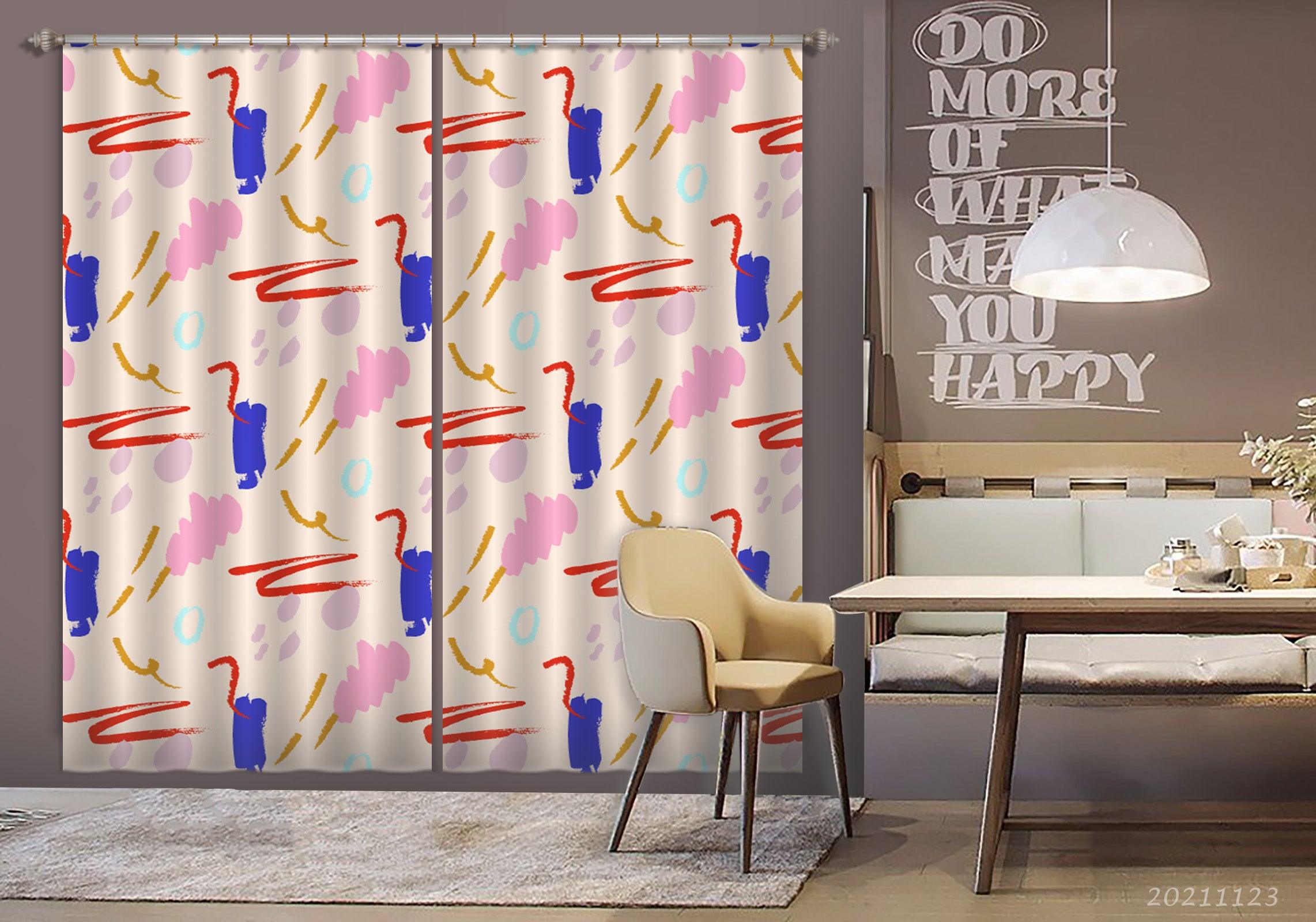 3D Abstract Color Graphics Curtains and Drapes LQH 2- Jess Art Decoration