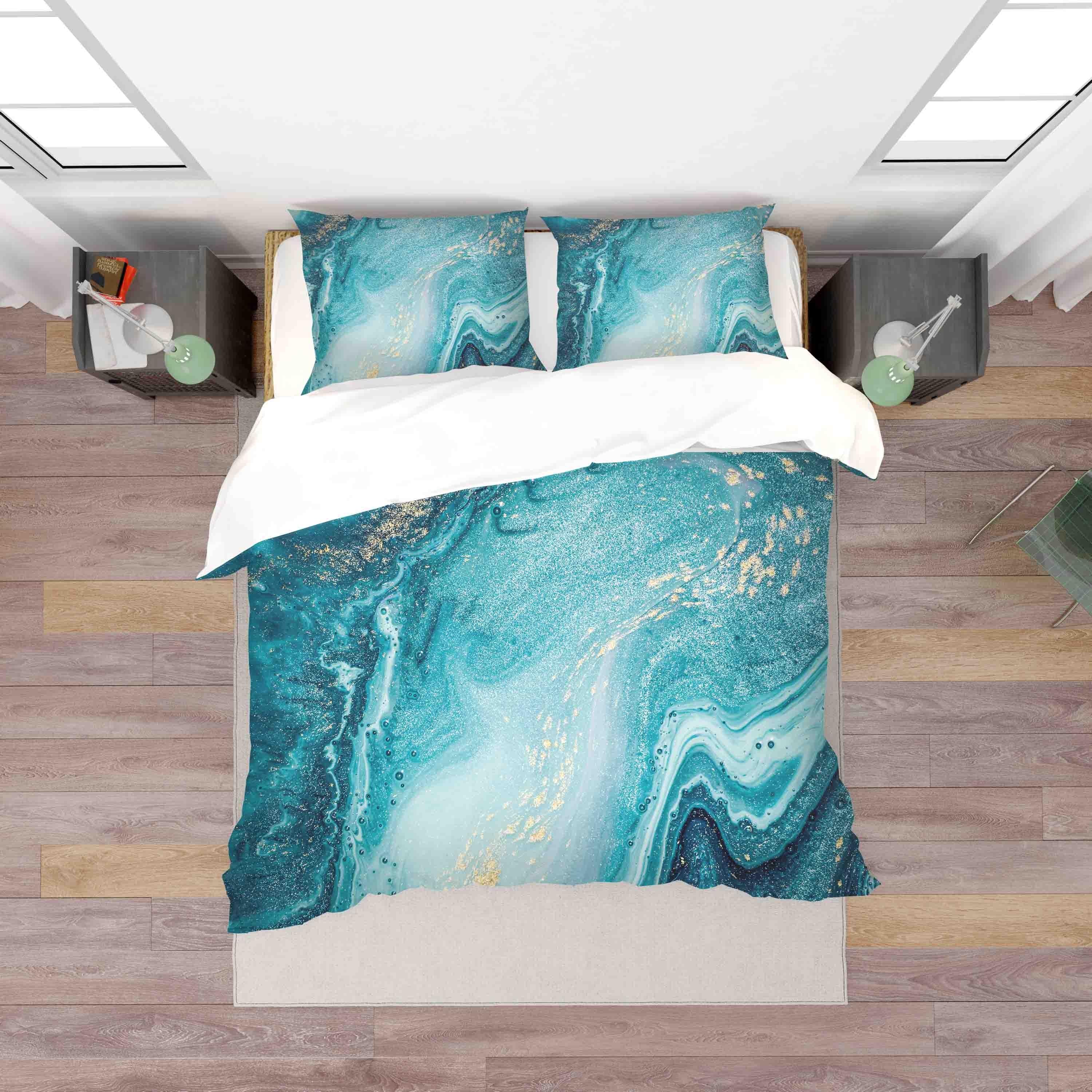 3D Blue Marble Texture Quilt Cover Set Bedding Set Duvet Cover Pillowcases JN 1192- Jess Art Decoration