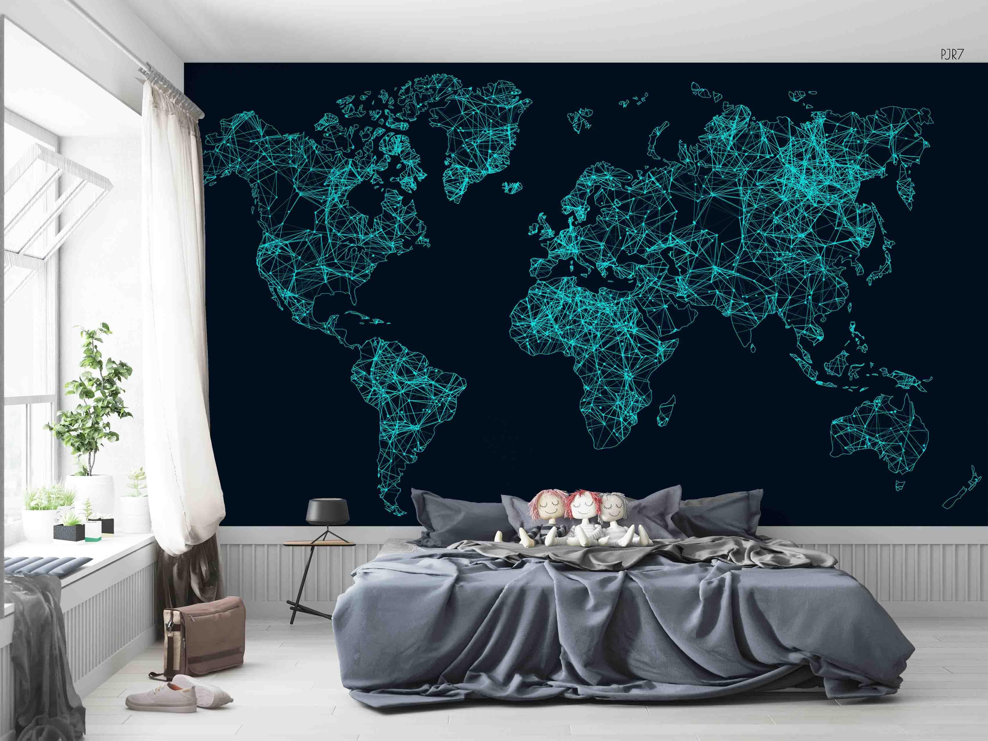 3D World Map Wall Mural Wallpaper WJ 6697- Jess Art Decoration