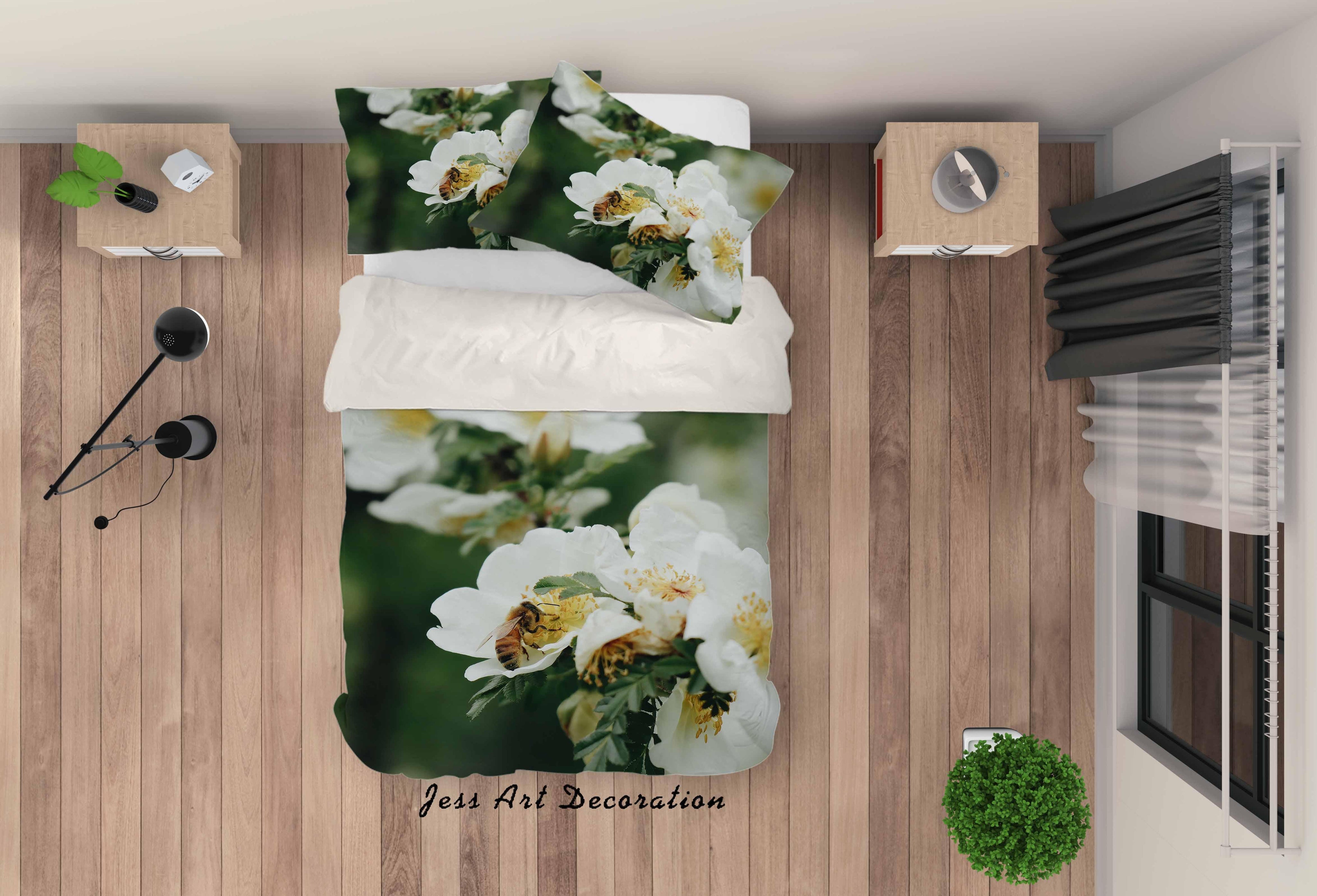 3D White Floral Pattern Quilt Cover Set Bedding Set Duvet Cover Pillowcases LQH A122- Jess Art Decoration