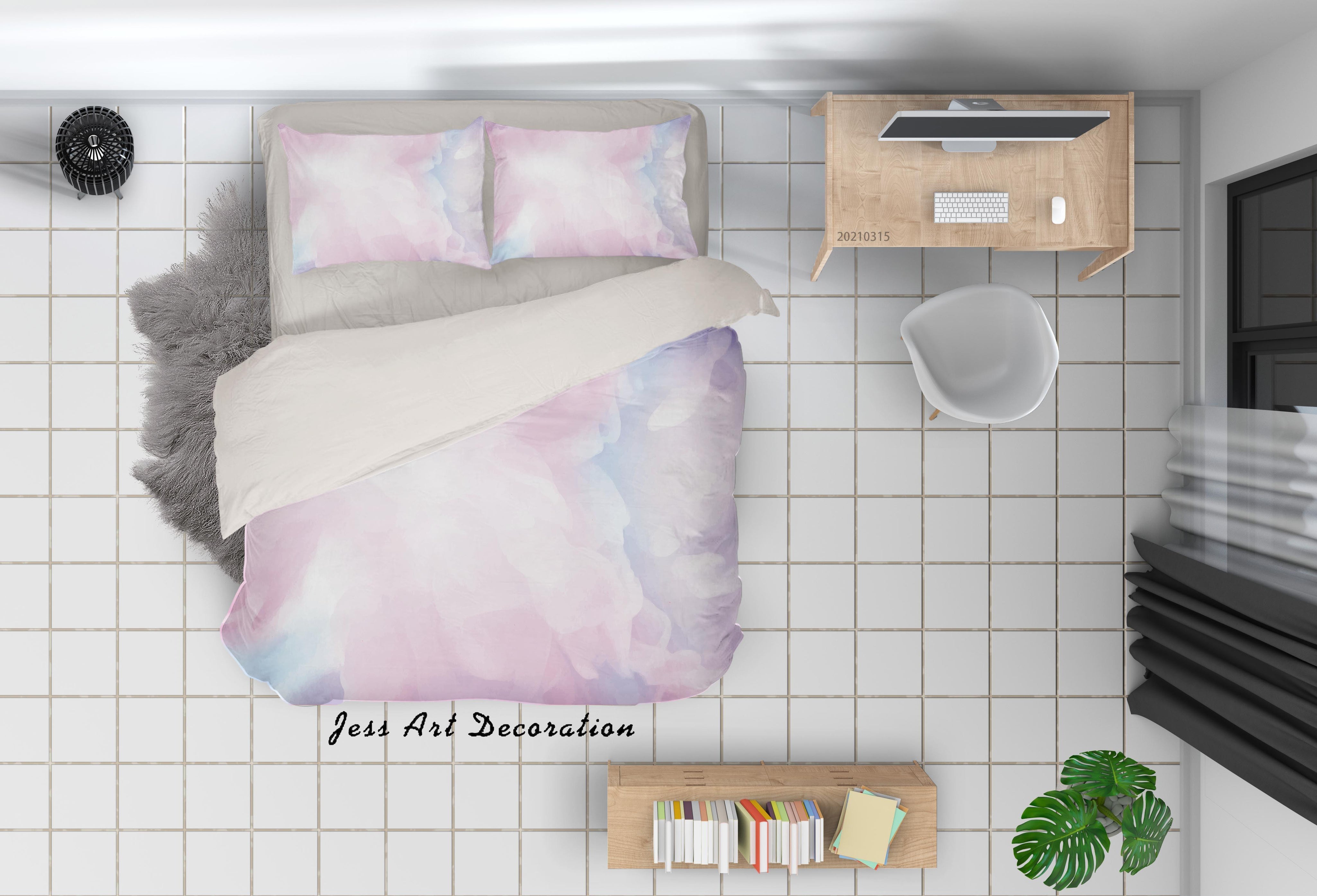 3D Watercolor Sky Quilt Cover Set Bedding Set Duvet Cover Pillowcases 58- Jess Art Decoration