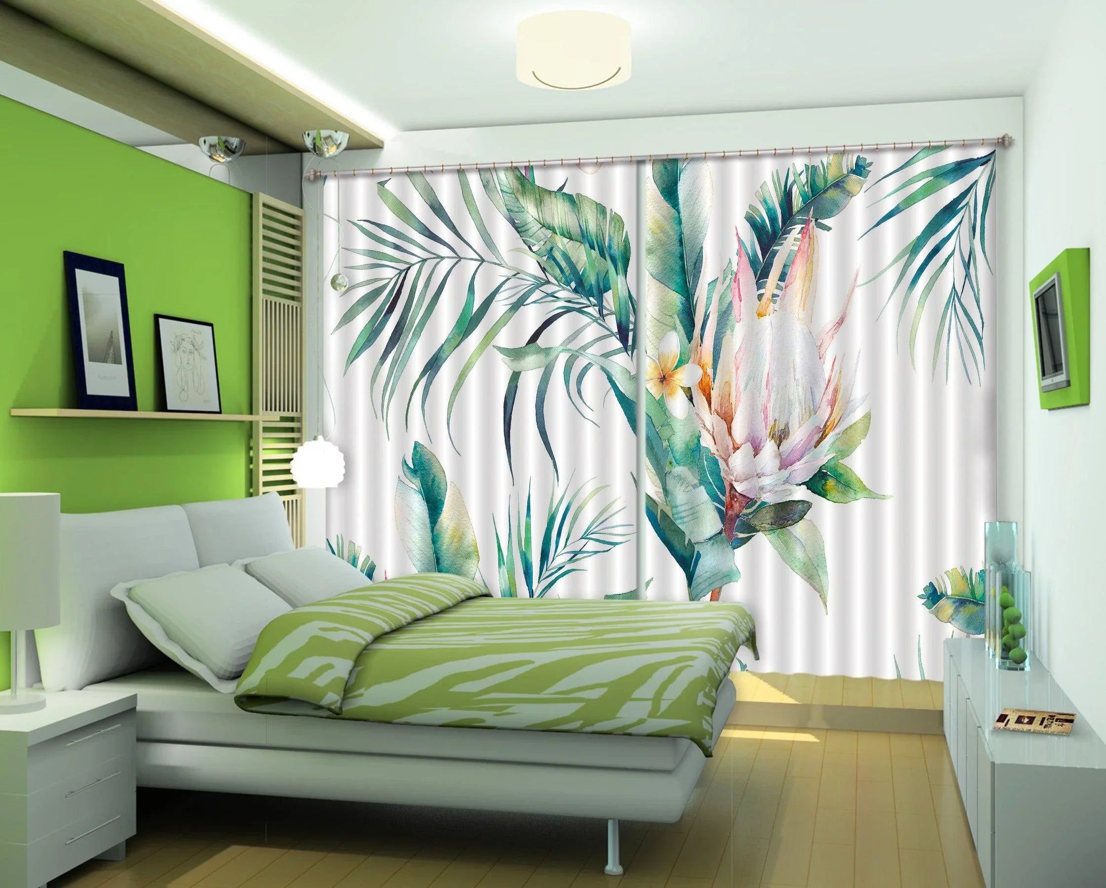 3D Flower Leaf Window Curtains and Drapes LQH A633- Jess Art Decoration