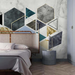 3D hexagon triangle marble wall mural wallpaper 13- Jess Art Decoration