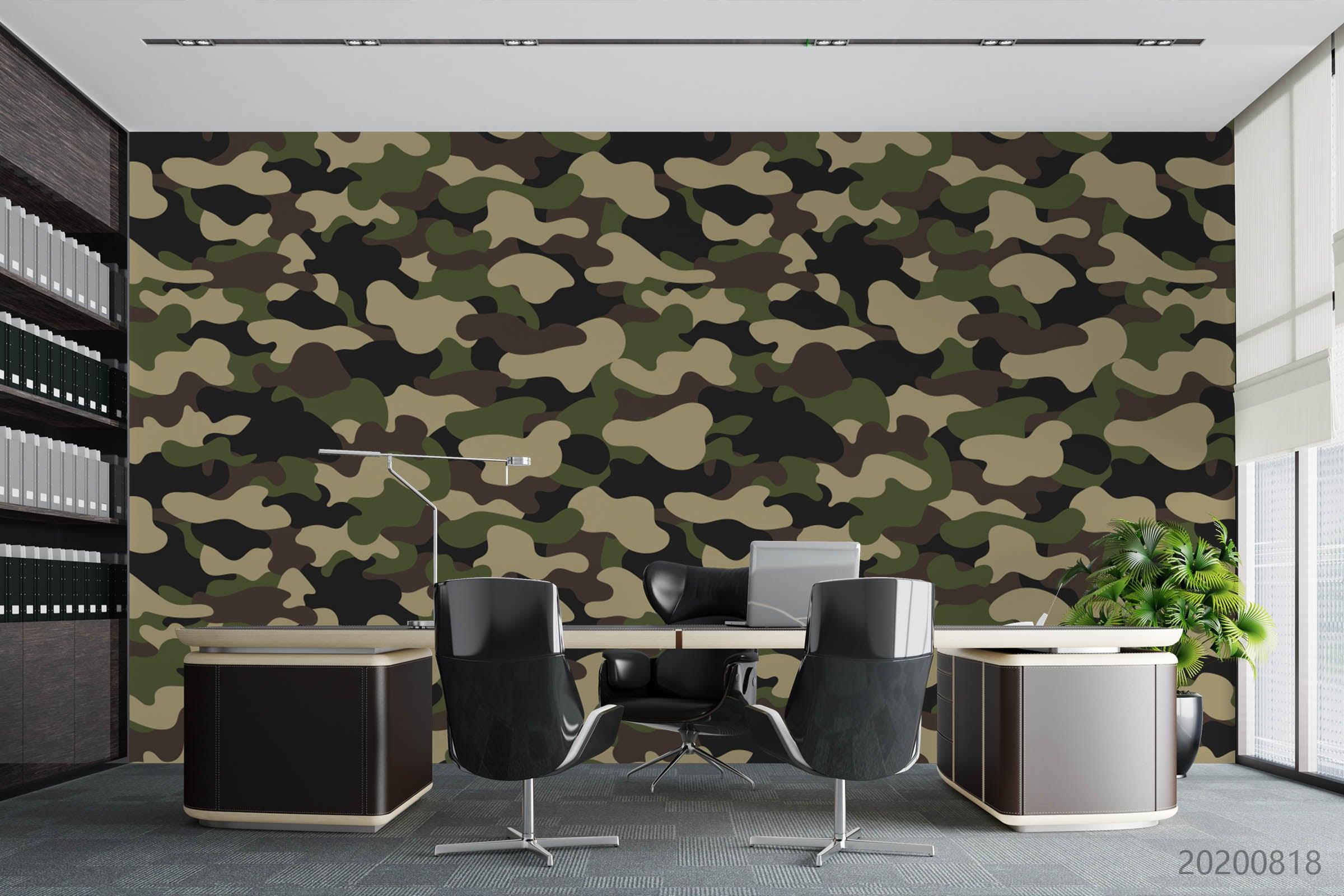3D Vintage Camouflage Pattern Wall Mural Wallpaper LXL 1149- Jess Art Decoration